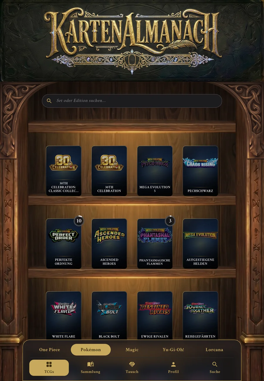 Kartenalmanach auf dem iPad: Digitaler Sammelordner und Katalog für TCG-Sammelkarten